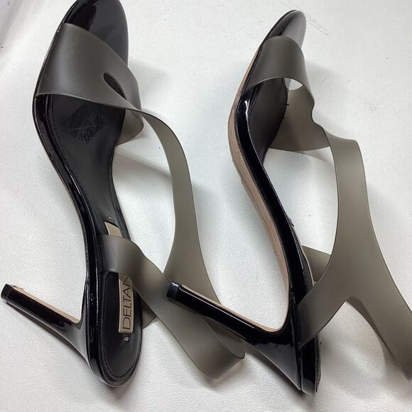 Deltan Black Clear Vinyl Open Toe Jelly Stiletto Pumps Women’s Size 8 - Picture 10 of 12
